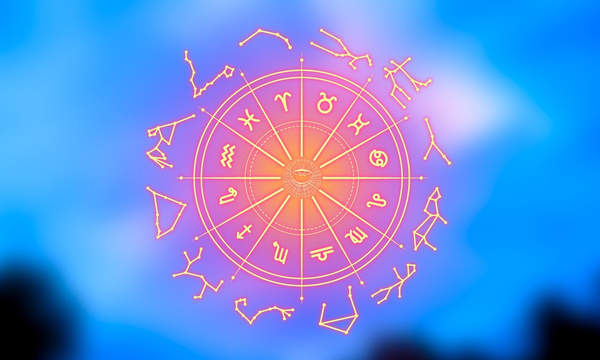 Boğa Dolunayı'nın 12 burca etkilerini temsil eden astroloji çarkı ve burç sembolleri