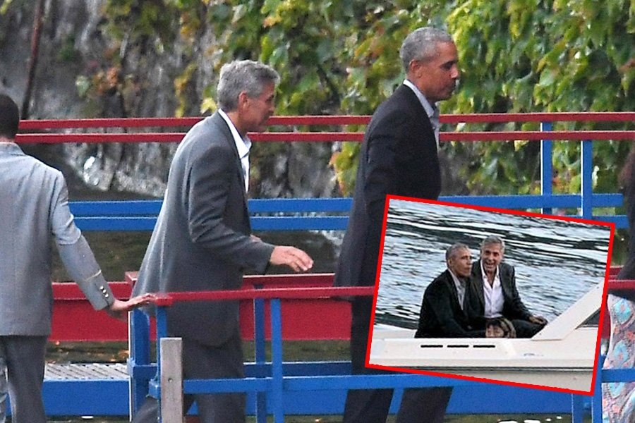 George Clooney ve Barack Obama tekne turunda