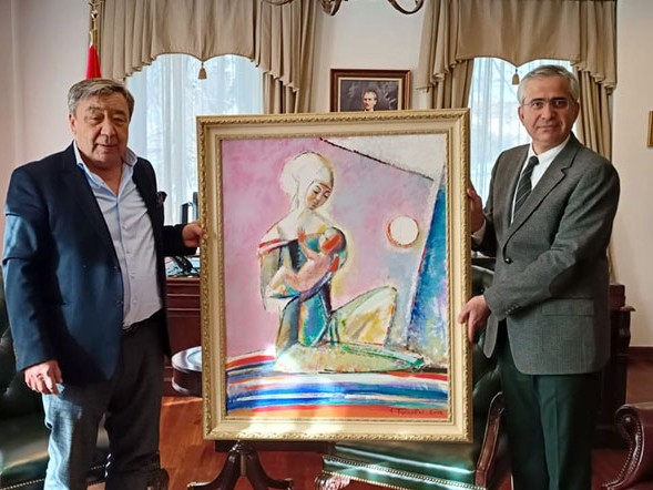 Kazak ressam Erbolat Tölepbay tablosunu depremzedeler için sattı