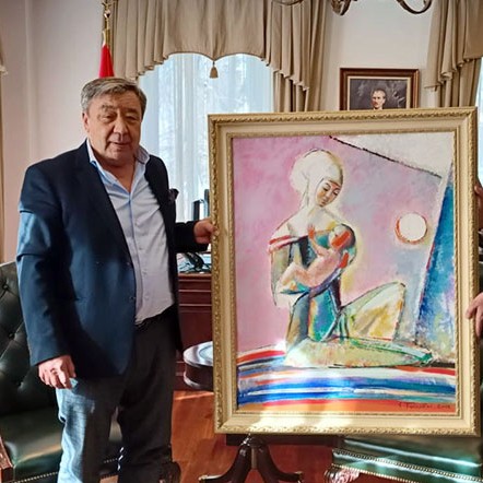 Kazak ressam Erbolat Tölepbay tablosunu depremzedeler için sattı